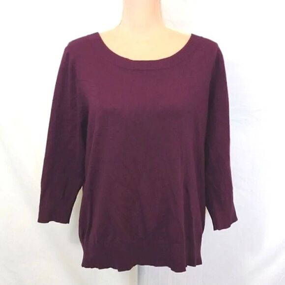 Lands' End Outfitters Purple Elbow Sleeve Acrylic Sweater XL - Picture 4 of 16